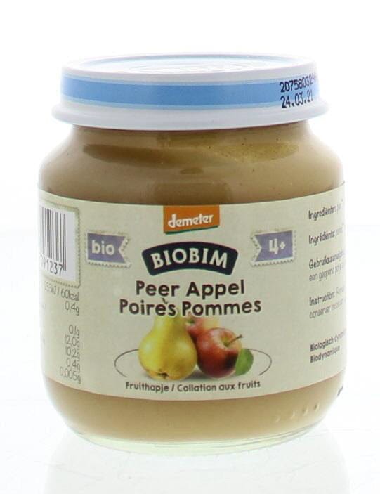 Biobim Baby en Peuter Voeding 125 Gram Biobim Appel peer 4 maanden demeter bio 125 Gram