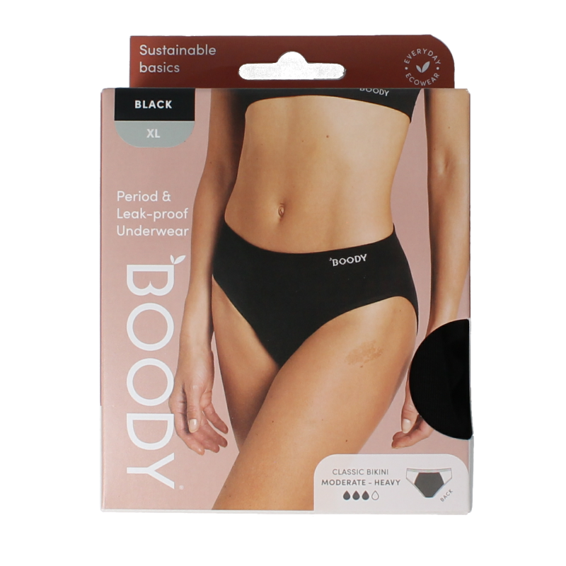 Boody Ondergoed 1 Stuks Boody  Menstruatieondergoed bikinislip zwart normaal XL 1 Stuks