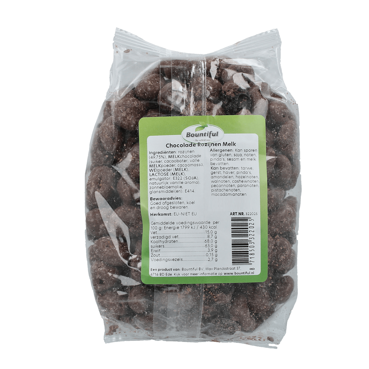 Bountiful Snacks en Tussendoortjes 500.00 Gram Bountiful Best Choice Choc Rozijnen melk 500.00 Gram