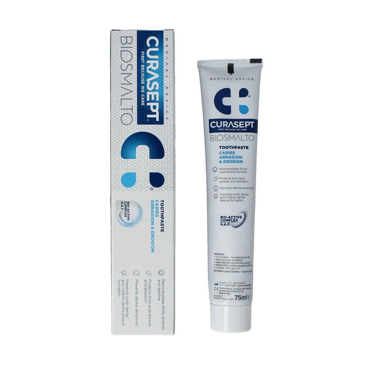 Curasept Tandpasta 75.00 Milliliter Curasept Biosmalto tandpasta caries slijtage erosie 75.00 Milliliter