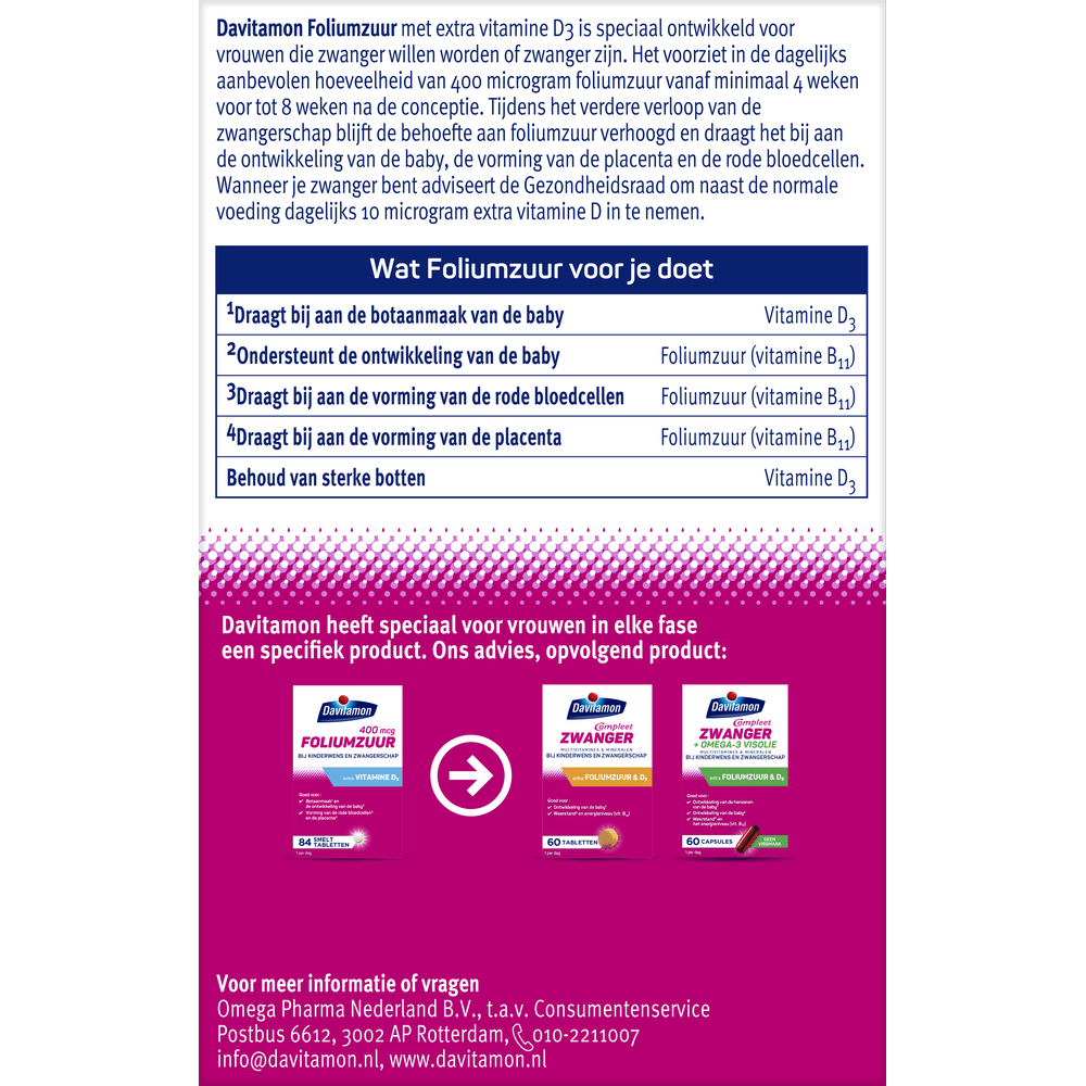 Davitamon Vitamine Enkel 84 Tabletten Davitamon Foliumzuur vitamine D 84 Tabletten