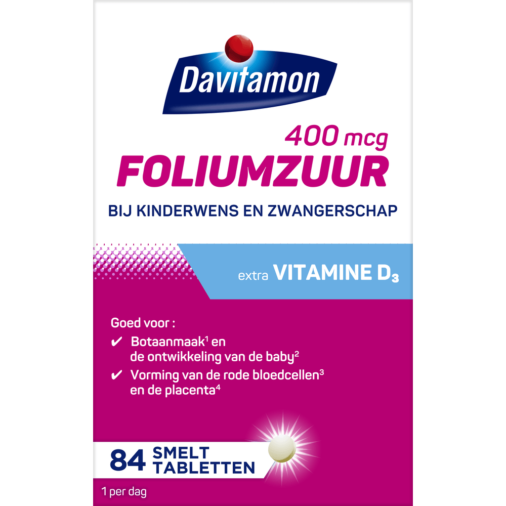 Davitamon Vitamine Enkel 84 Tabletten Davitamon Foliumzuur vitamine D 84 Tabletten