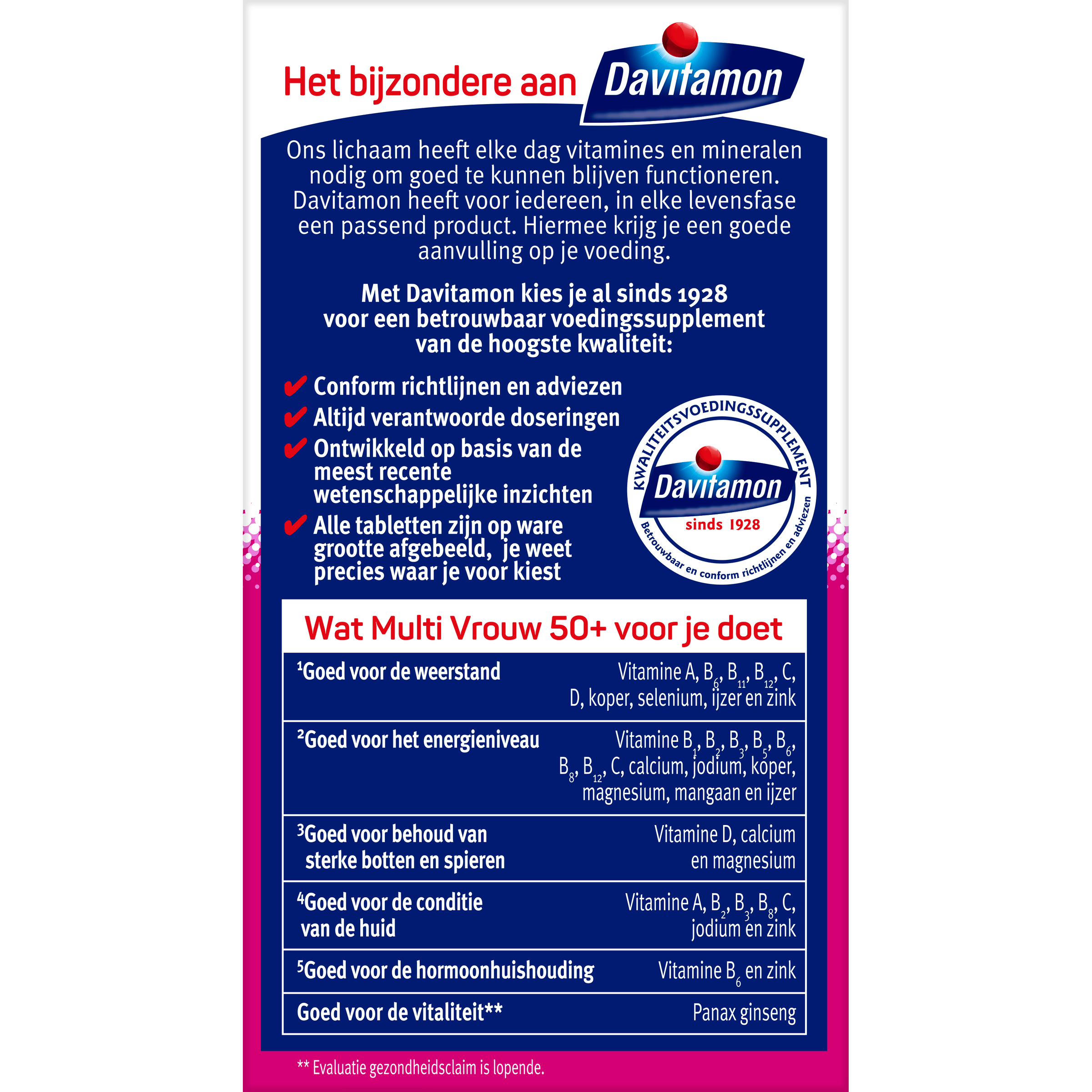 Davitamon Vitamine Multi 60 Tabletten Davitamon Multi vrouw  50+ 60 Tabletten