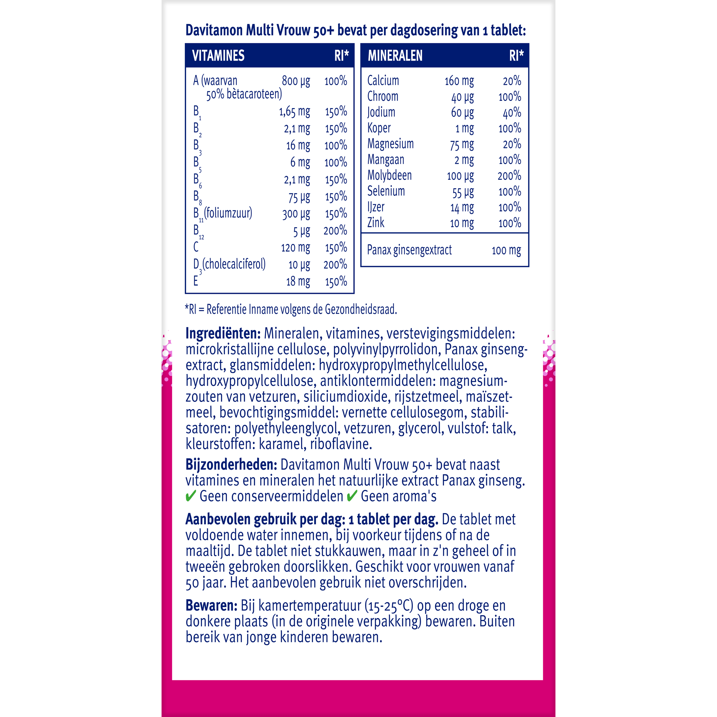 Davitamon Vitamine Multi 60 Tabletten Davitamon Multi vrouw  50+ 60 Tabletten