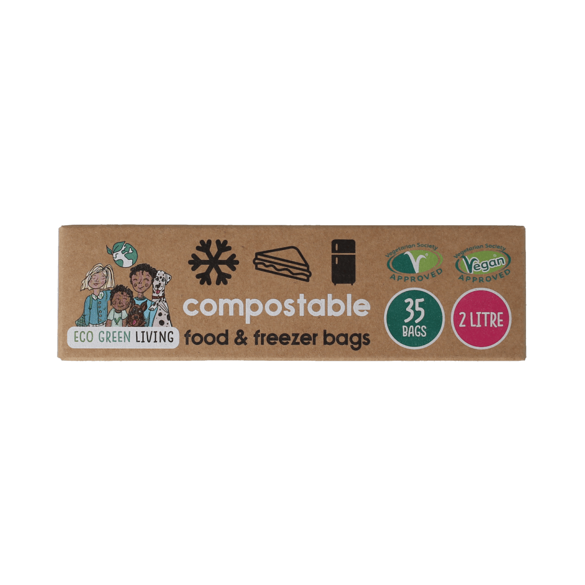 Eco Green Living Vuilniszakken, Huishoudzakken en Folie 35.00 Stuks Eco Green Living Diepvrieszakken 2 liter 35.00 Stuks