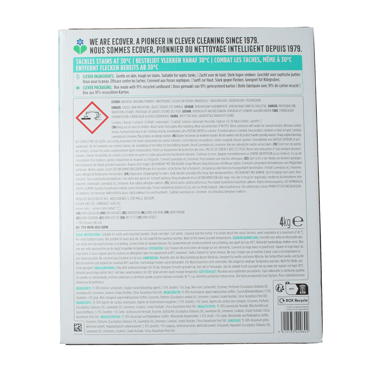 Ecover Wasmiddelen 4000.00 Gram Ecover Waspoeder universal 4000.00 Gram
