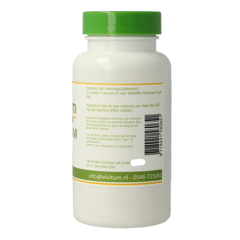 Elvitum Mineralen Enkel 90 Vegetarische capsules Elvitum  Magnesium citraat 90 Vegetarische capsules