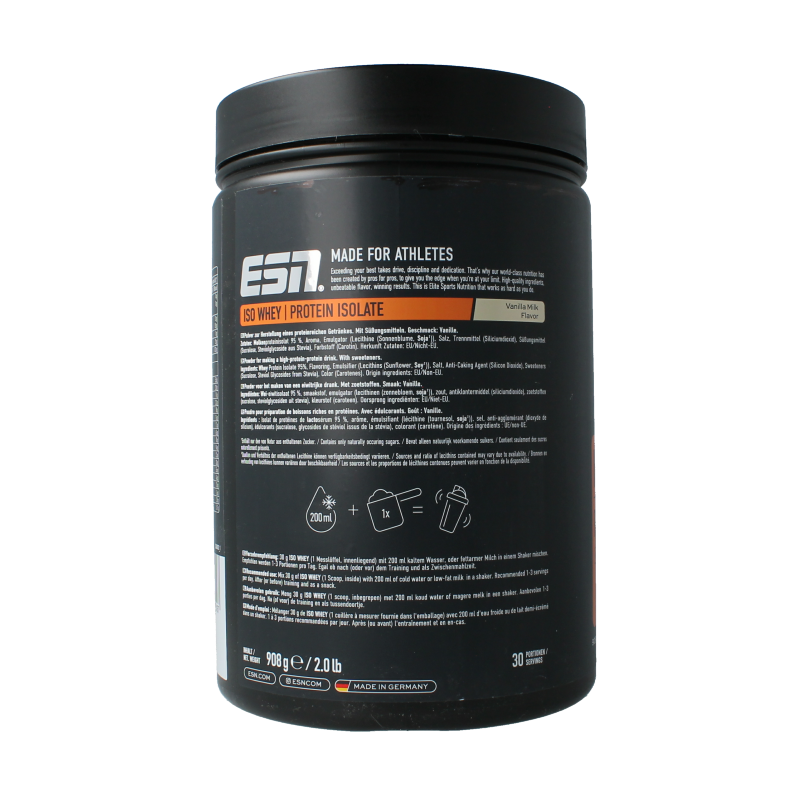 ESN Sportvoeding 908 Gram ESN Iso whey protein vanilla milk 908 Gram