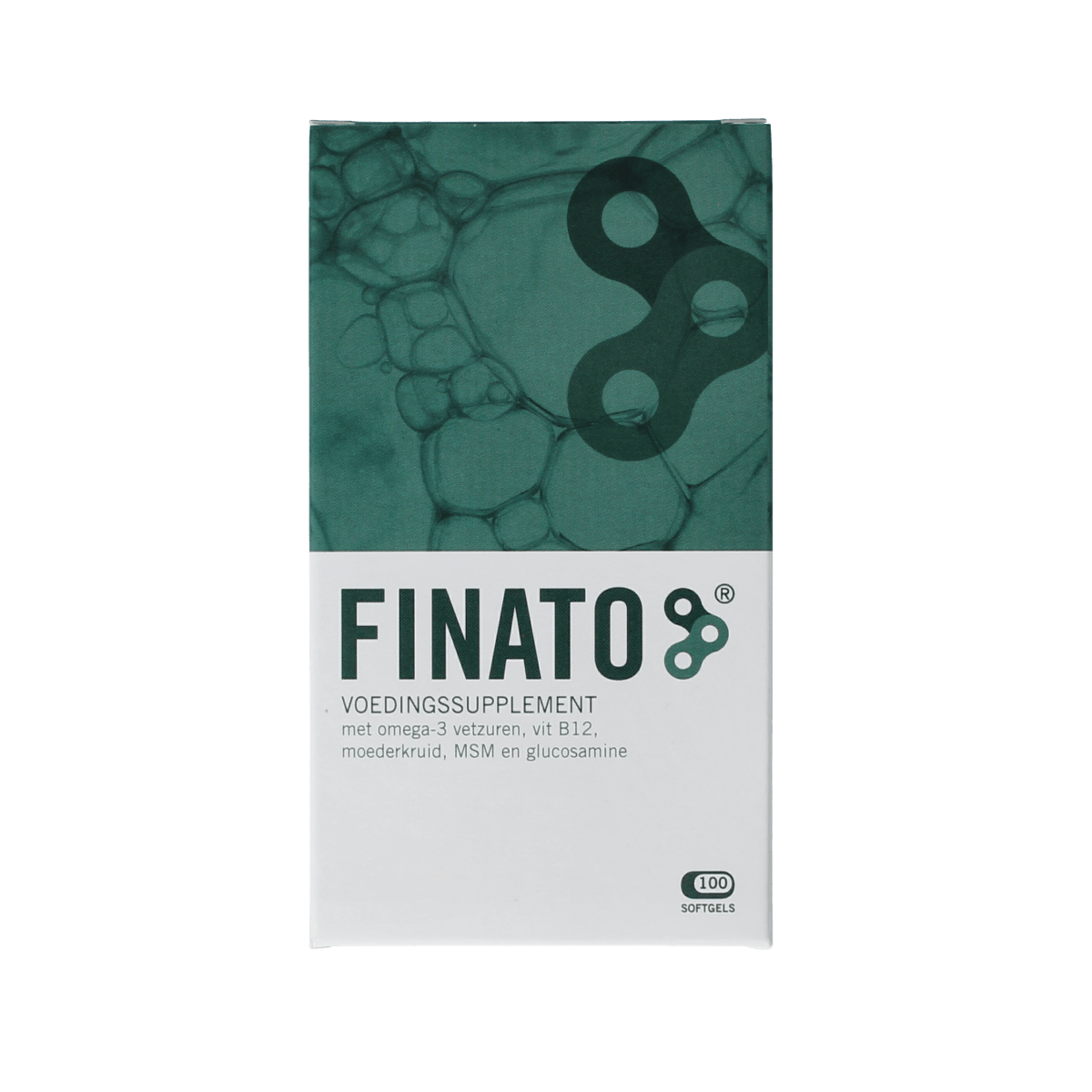 Finato 100.00 Softgels, dietary supplement by Finato, showing a bottle of softgel capsules for health and wellness.