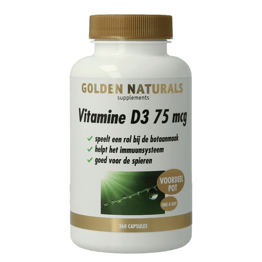 Golden Naturals Vitamine Enkel 360 Capsules Golden Naturals Vitamine D3 75mcg 360 Capsules