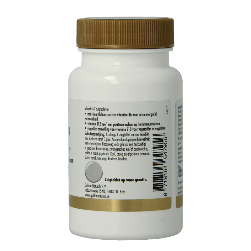 Golden Naturals Vitamine Enkel 60 Zuigtabletten Golden Naturals Vitamine B12 6000mcg vega 60 Zuigtabletten