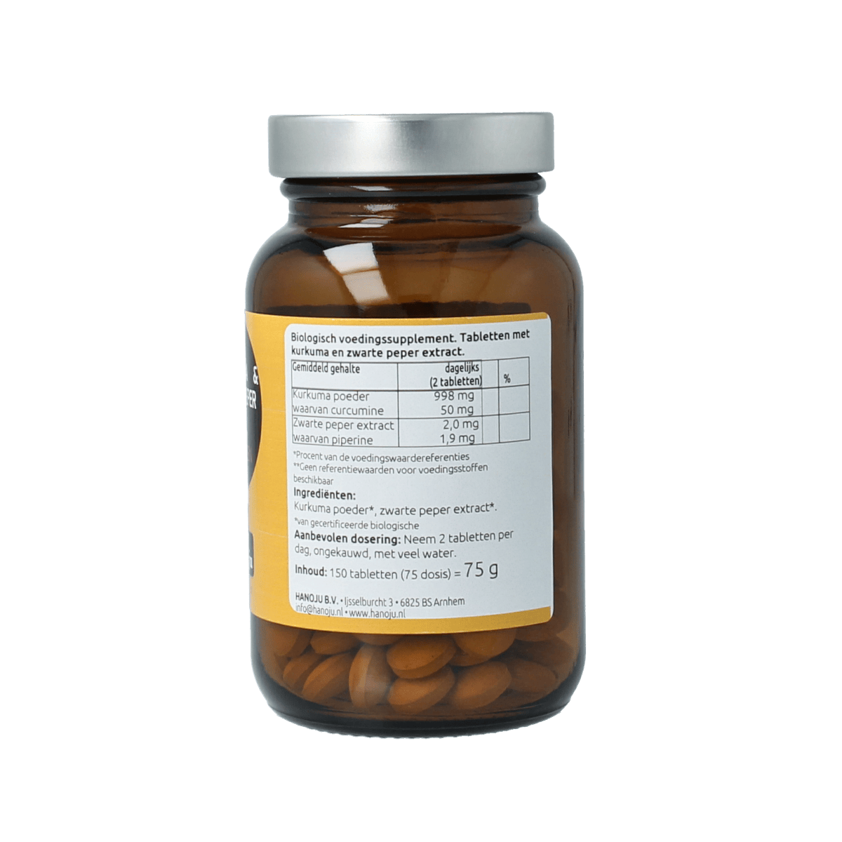 Hanoju Kruidenpreparaten 150.00 Tabletten Hanoju Kurkumapoeder + piperine 500mg bio 150.00 Tabletten