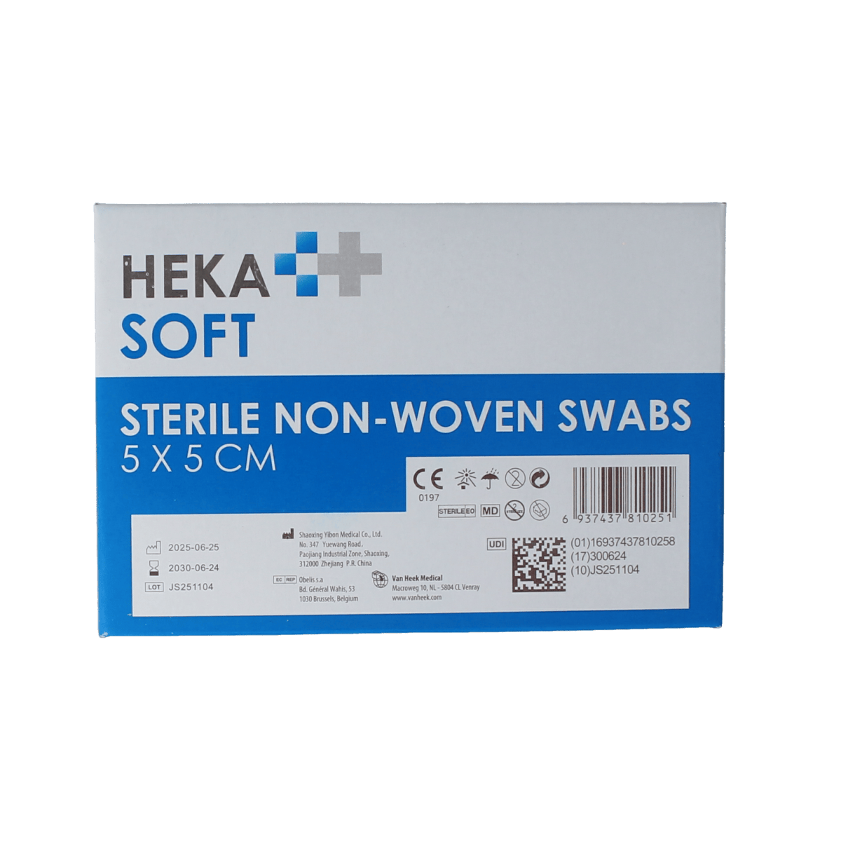 Heka Soft Gazen en Kompressen 100.00 Stuks Heka Soft Non-woven kompres 5x5 steriel 100.00 Stuks