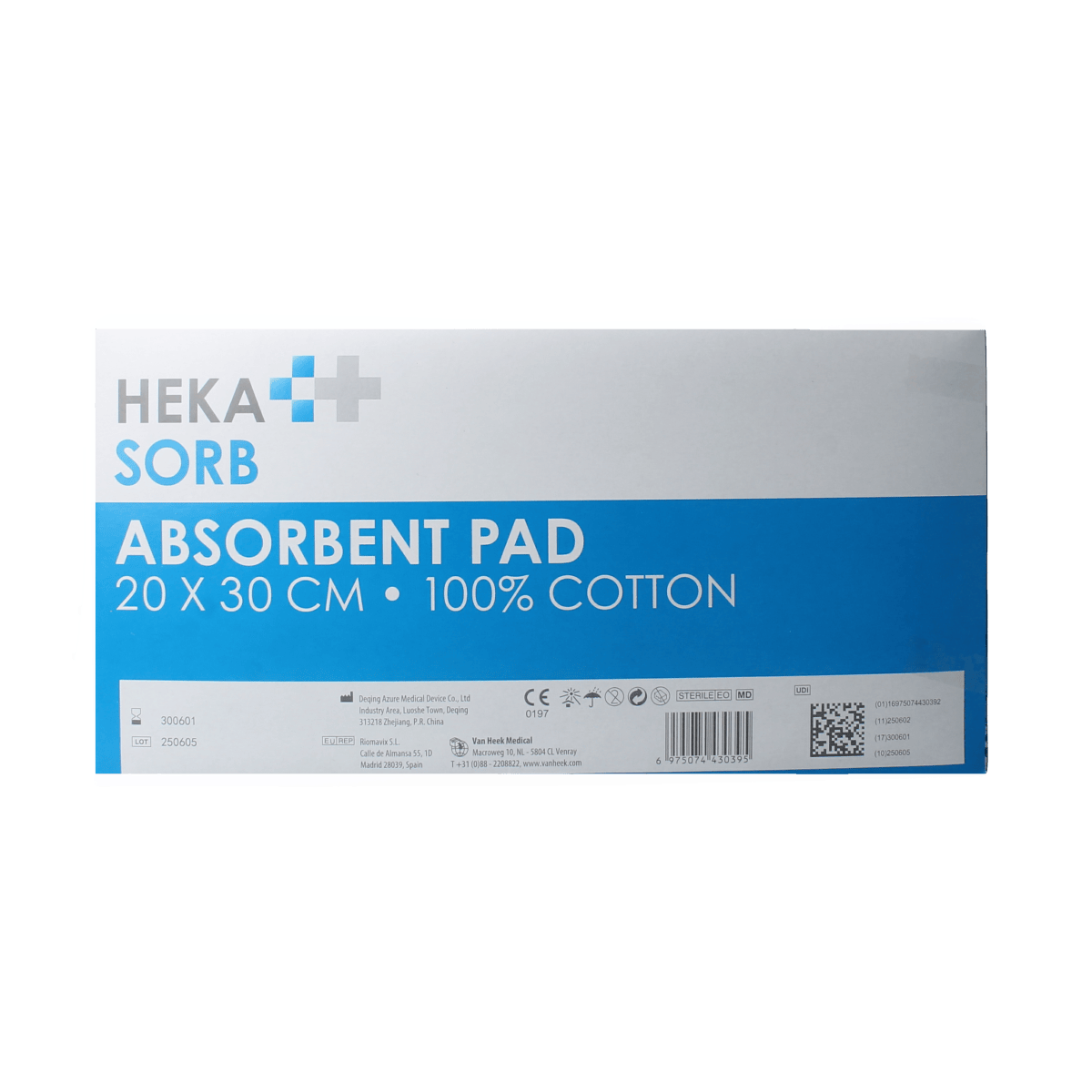Hekasorb Wondverzorging 10.00 Stuks Hekasorb Absorberend verband 20x30 steriel  10.00 Stuks