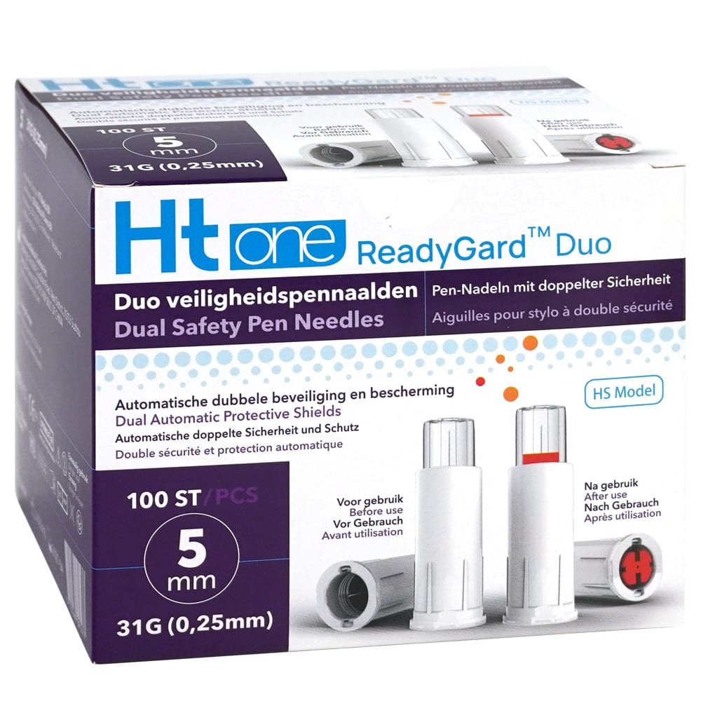 HT One Lancetten en Naalden 100.00 Stuks HT One Ht One READYGARD DUO veiligheidspennaald 31G 5mm 100.00 Stuks