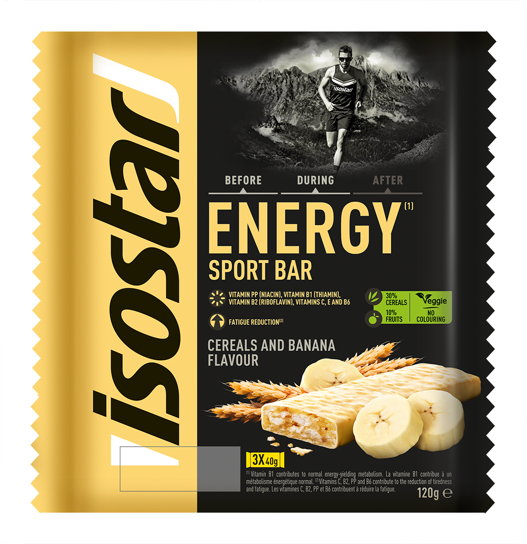 Isostar Snacks en Tussendoortjes 120 Gram Isostar Energy sport bar cereals & banana 3 pack 120 Gram