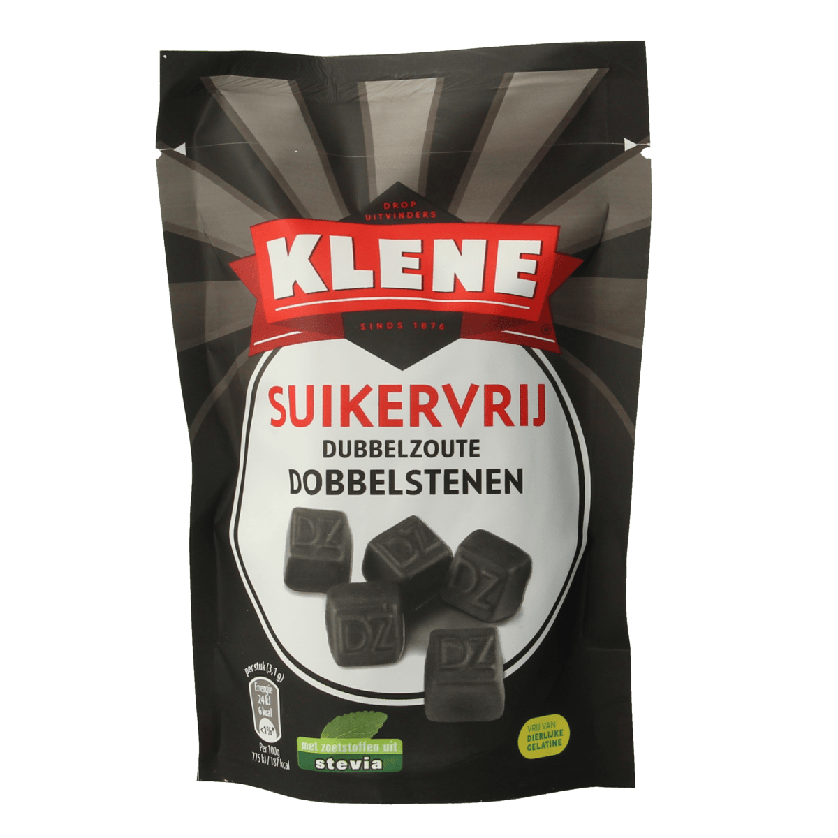 Klene Snoepgoed 110.00 Gram Klene Dubbelzout dobbelstenen suikervrij zakje 110.00 Gram