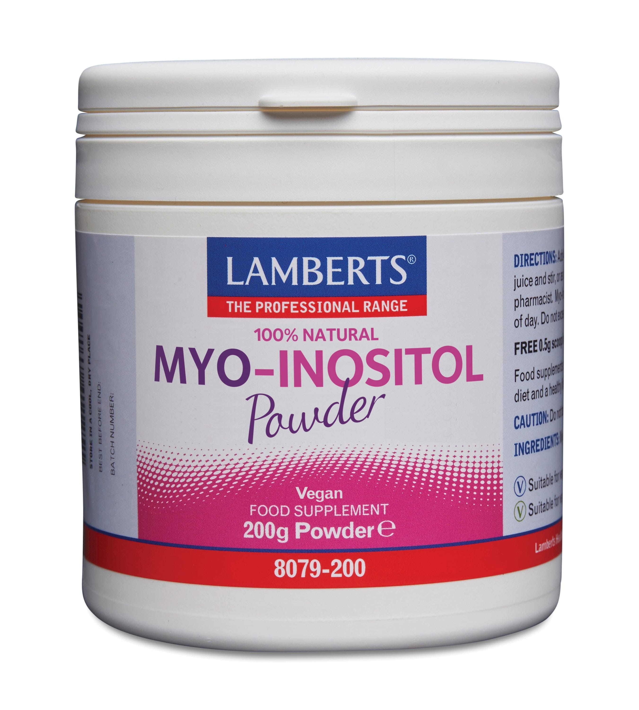 Lamberts Vitamine Enkel 200.00 Gram Lamberts Myo-inositol 200.00 Gram