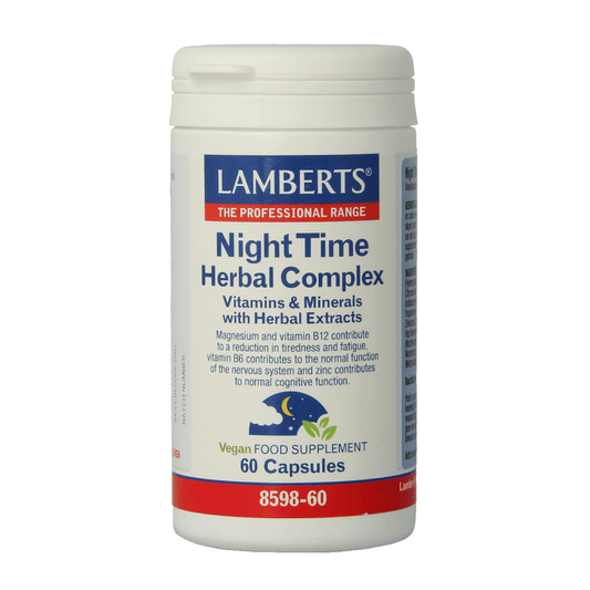 Lamberts Night Time Kruiden Complex capsules, herbal vitamin supplement for improved sleep, 60 capsules.