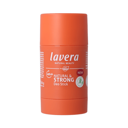 Lavera Deo Stick Strong 60g natural deodorant stick with a smooth white application surface and transparent cap.