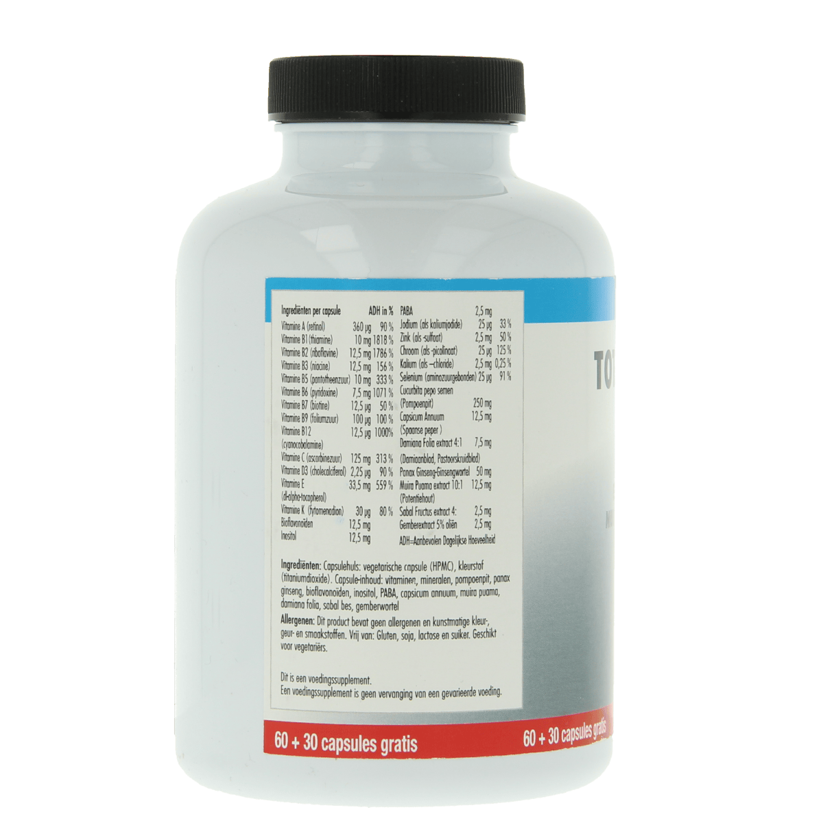 Libra Totaal Prostaat herbal supplement capsules in a bottle, designed to support prostate health with herbal ingredients.