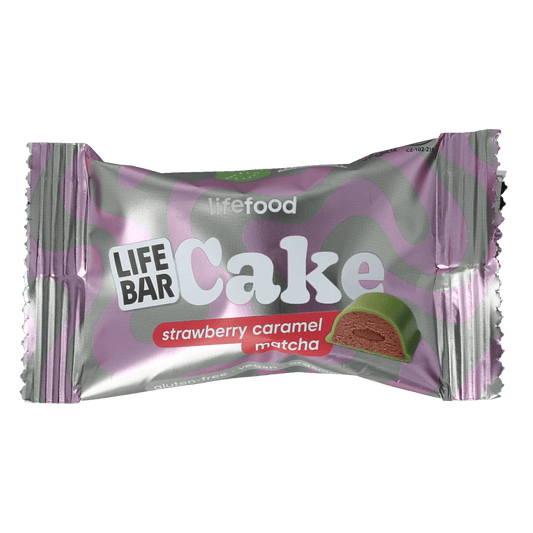 Lifefood Snacks en Tussendoortjes 35.00 Gram Lifefood Cake strawberry caramel matcha 35.00 Gram