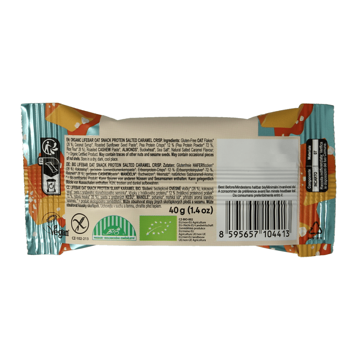 Lifefood Snacks en Tussendoortjes 40.00 Gram Lifefood Lifebar oatsnack proteine salted caramel crisp bio 40.00 Gram