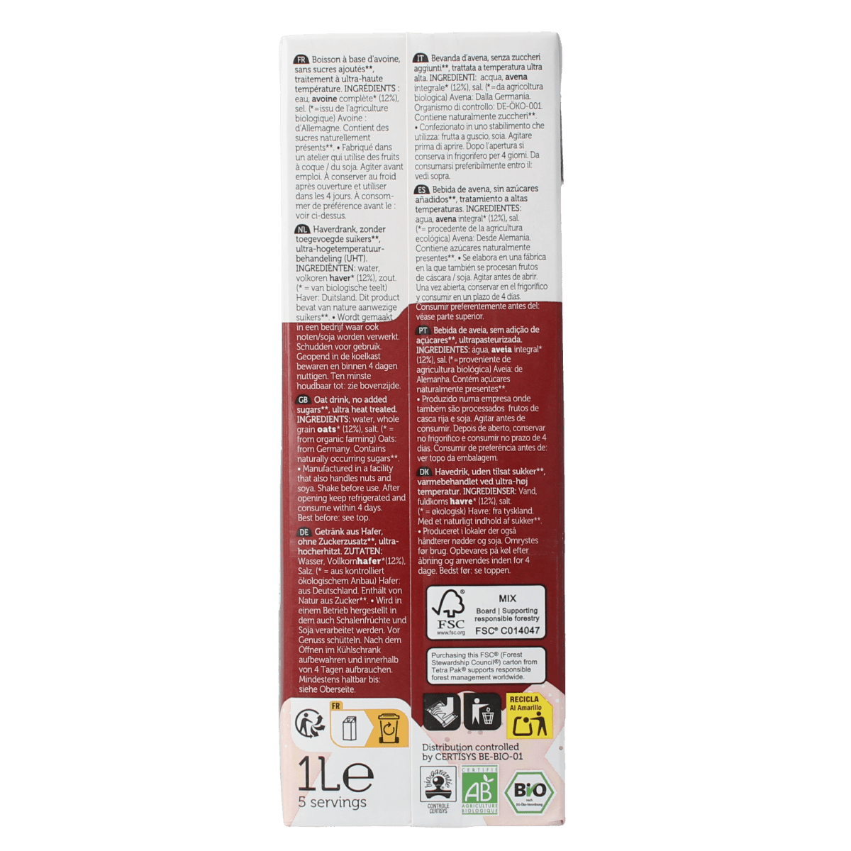 Lima Dranken en Sappen 1.00 Liter Lima Pur oat drink bio 1.00 Liter