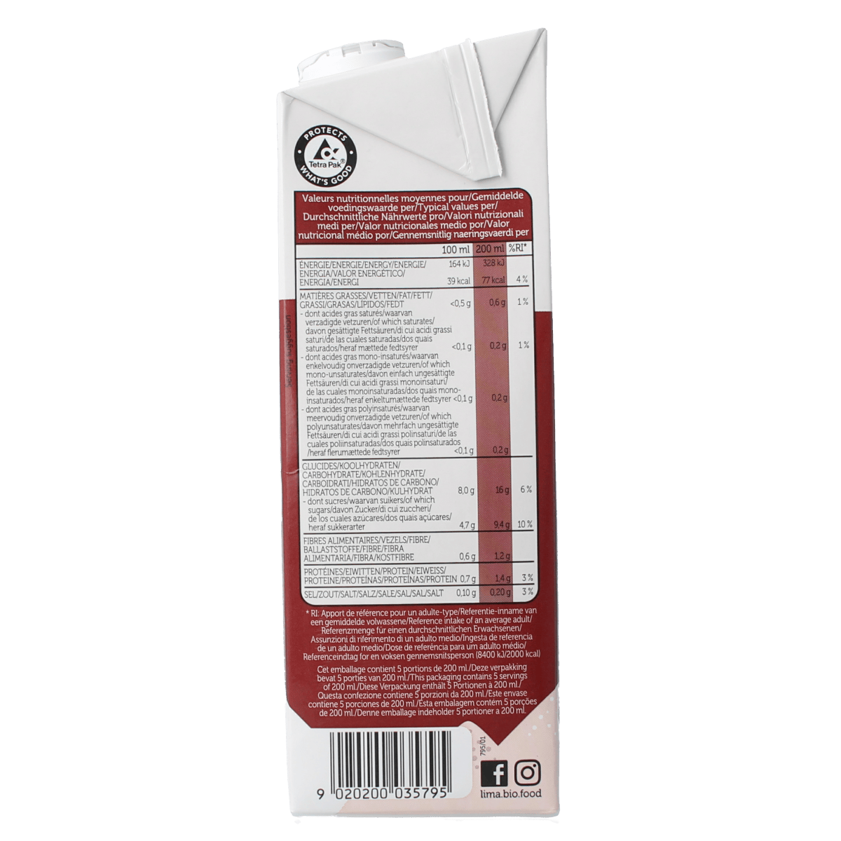 Lima Dranken en Sappen 1.00 Liter Lima Pur oat drink bio 1.00 Liter