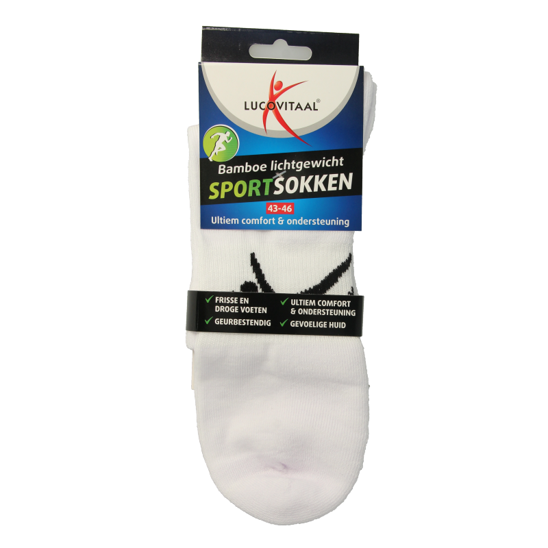 Lucovitaal Sokken en Panty's 1 Paar Lucovitaal Sportsok bamboe wit 43-46 1 Paar