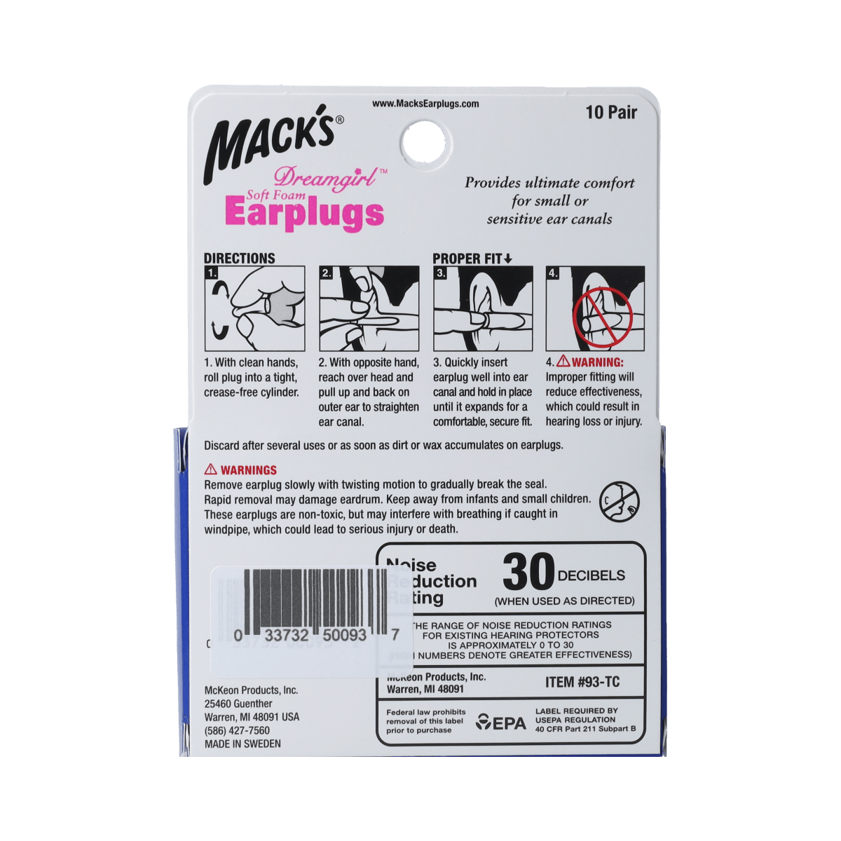 Macks Gehoorbescherming 10.00 Paar Macks Dreamgirl foam 10.00 Paar