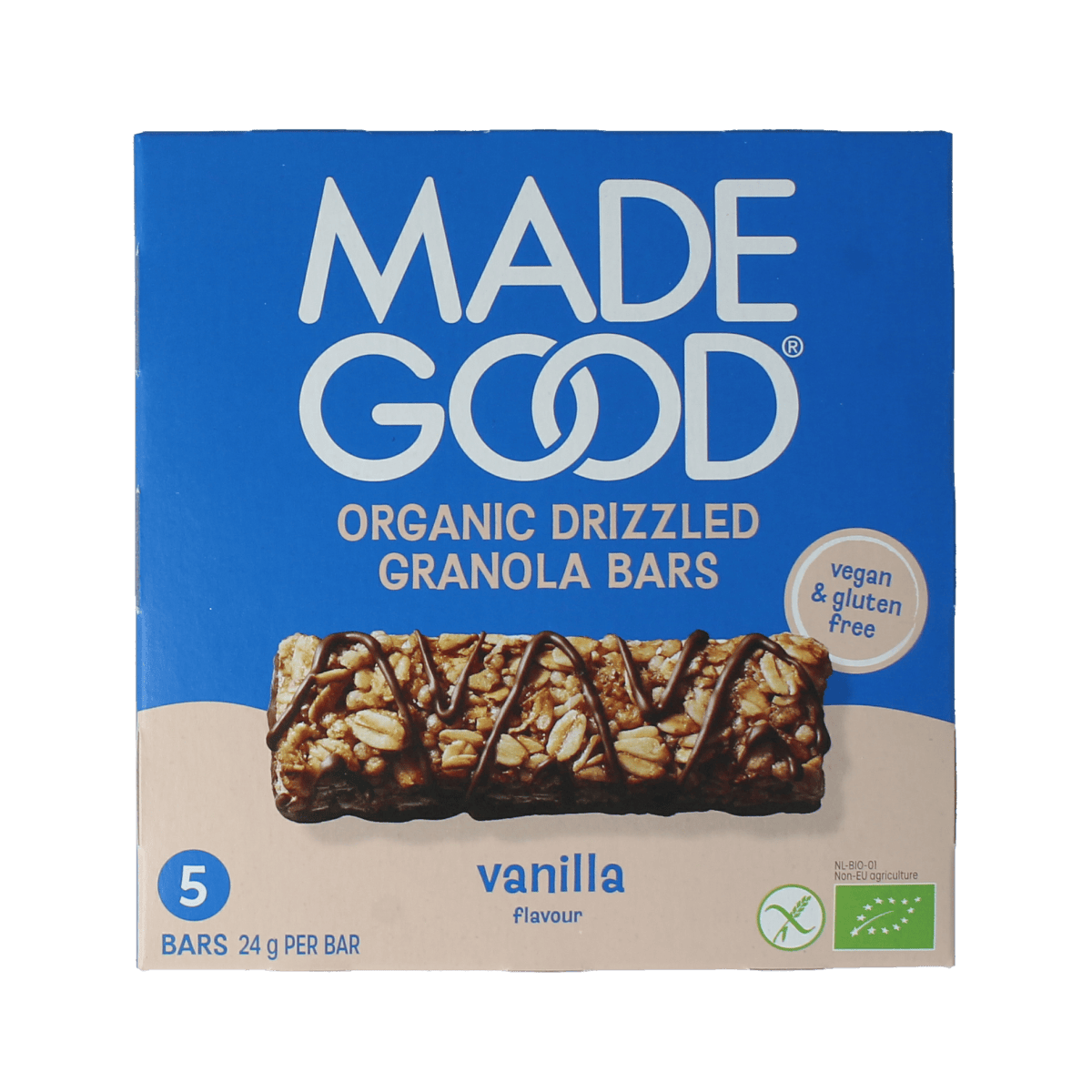 MadeGood Snacks en Tussendoortjes 5.00 Stuks MadeGood  Granola bar vanilla bio 5.00 Stuks