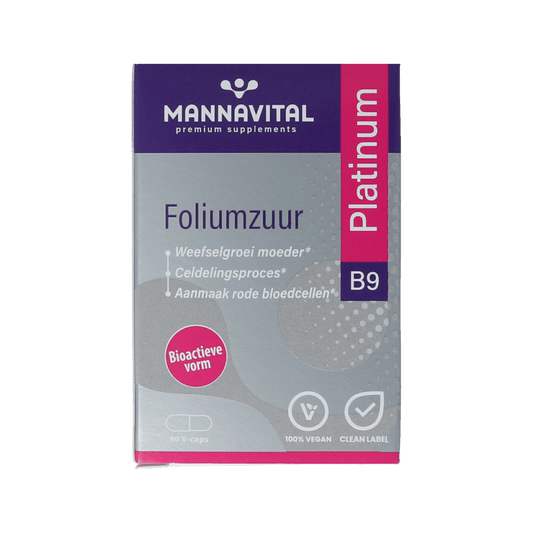 Mannavital Vitamine Enkel 90.00 Vegetarische capsules Mannavital Foliumzuur platinum 90.00 Vegetarische capsules