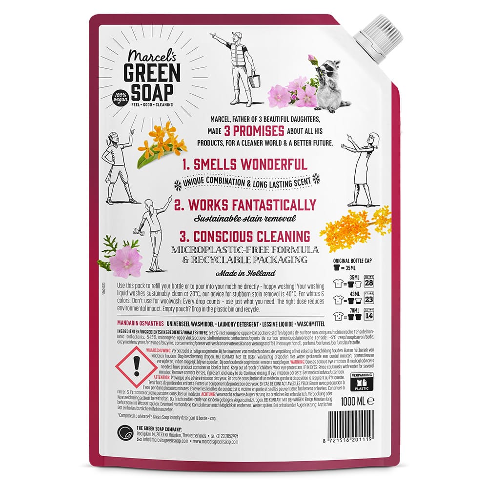 Marcel's Green Soap Wasmiddelen 1000.00 Milliliter Marcel's Green Soap Wasmiddel Mandarin & Osmanthus Navulling 1000.00 Milliliter