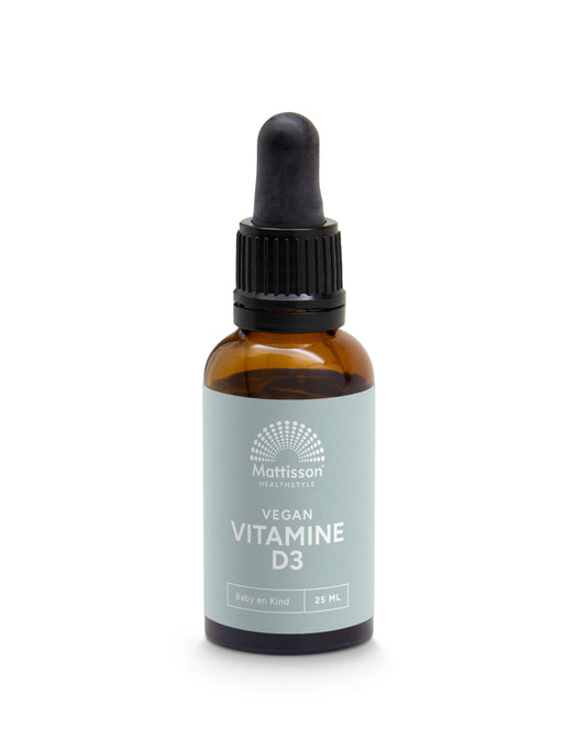 Mattisson Vitamine Enkel 25 Milliliter Mattisson Vitamine D3 baby & kind 10mcg vegan druppels 25 Milliliter