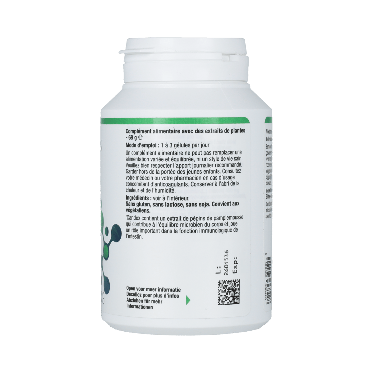 Metagenics Candex NFD probiotic supplement in a bottle of 90 capsules, dietary supplement and herbal preparation.