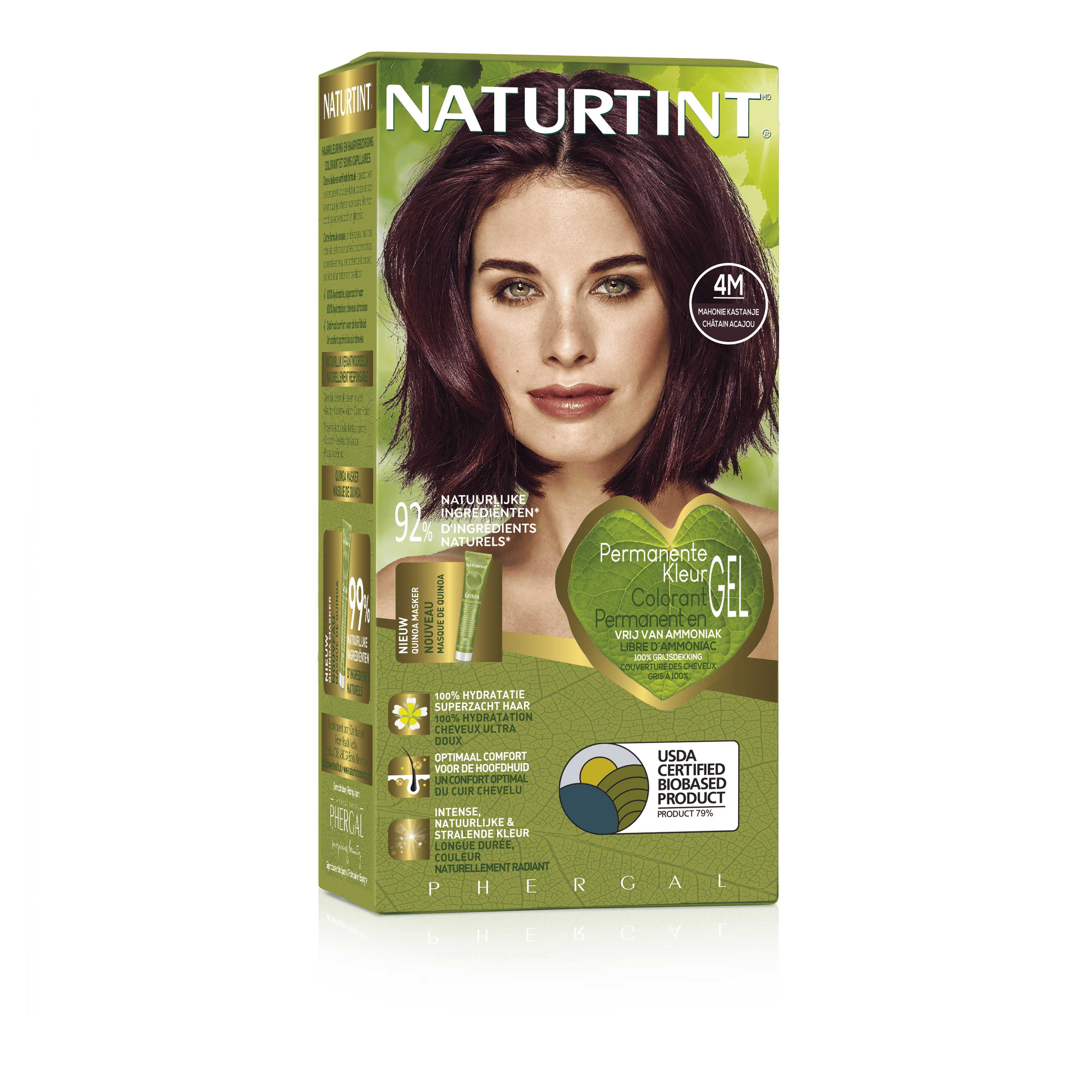 Naturtint 4M Mahonie Kastanje hair coloring cream in 170ml tube showing packaging and brand label.
