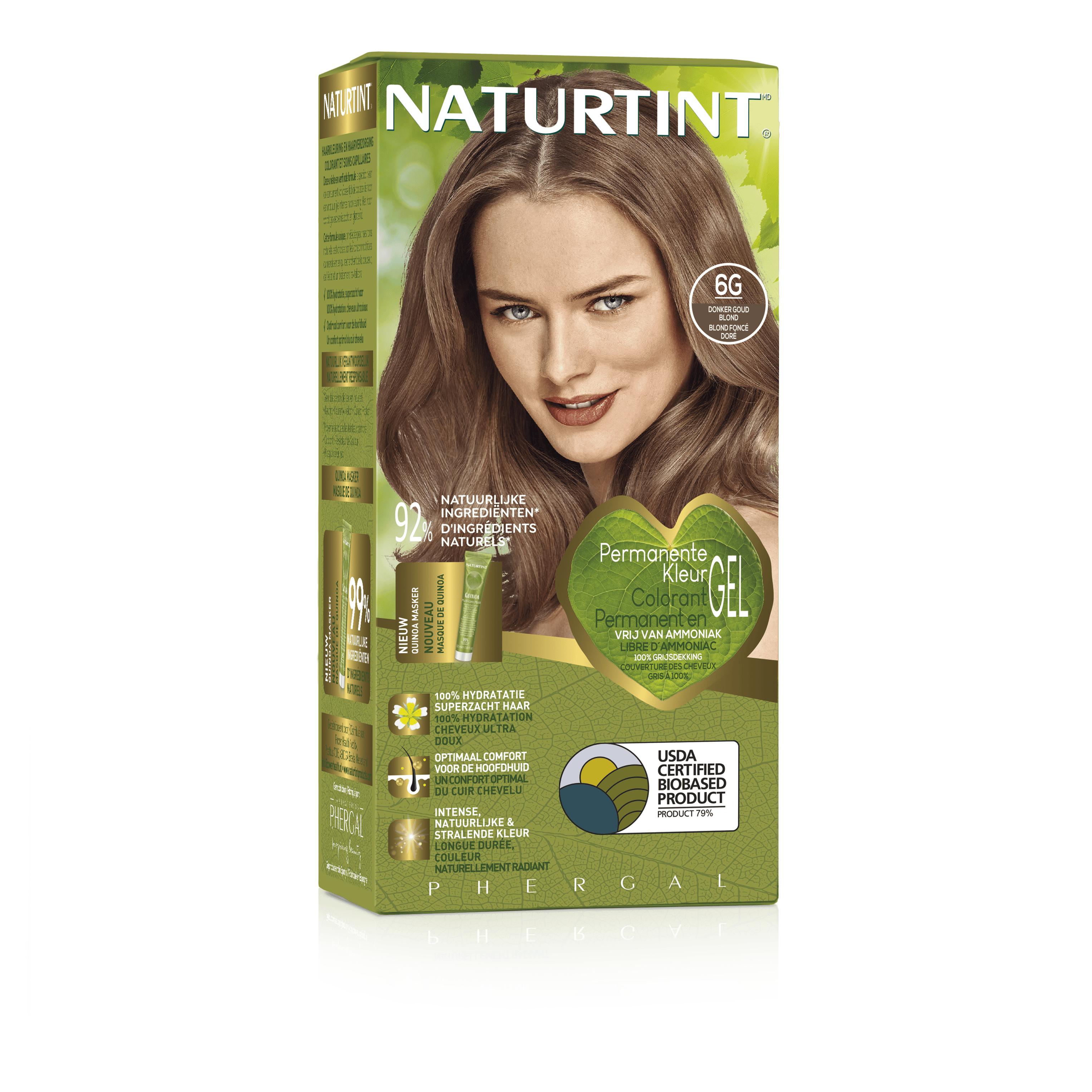 Naturtint 6G Donker Goudblond hair coloring cream in 170ml bottle, natural hair dye by Naturtint
