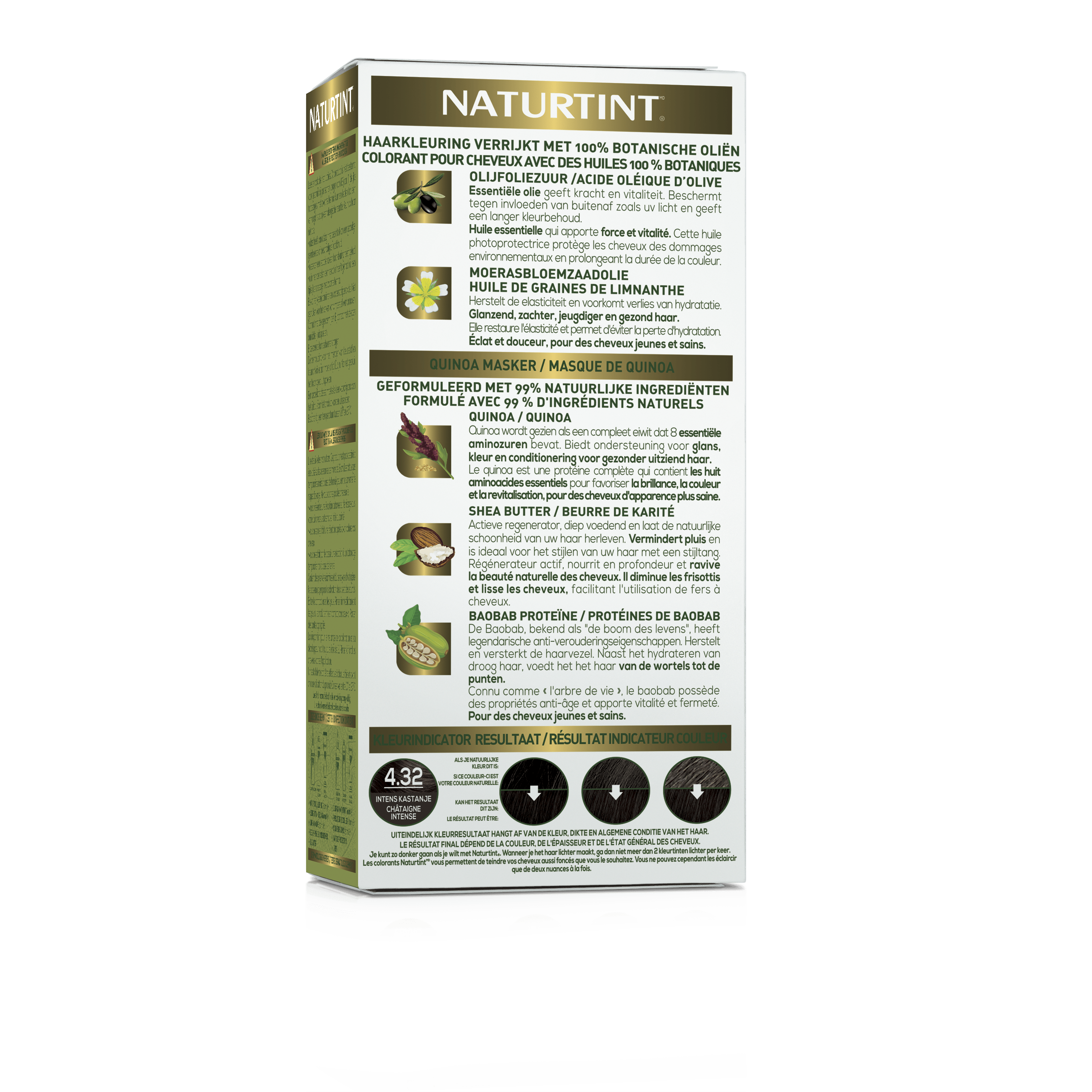 Naturtint Intens 4.32 kastanje hair coloring tube, 170ml, showing the natural brown hair dye product.