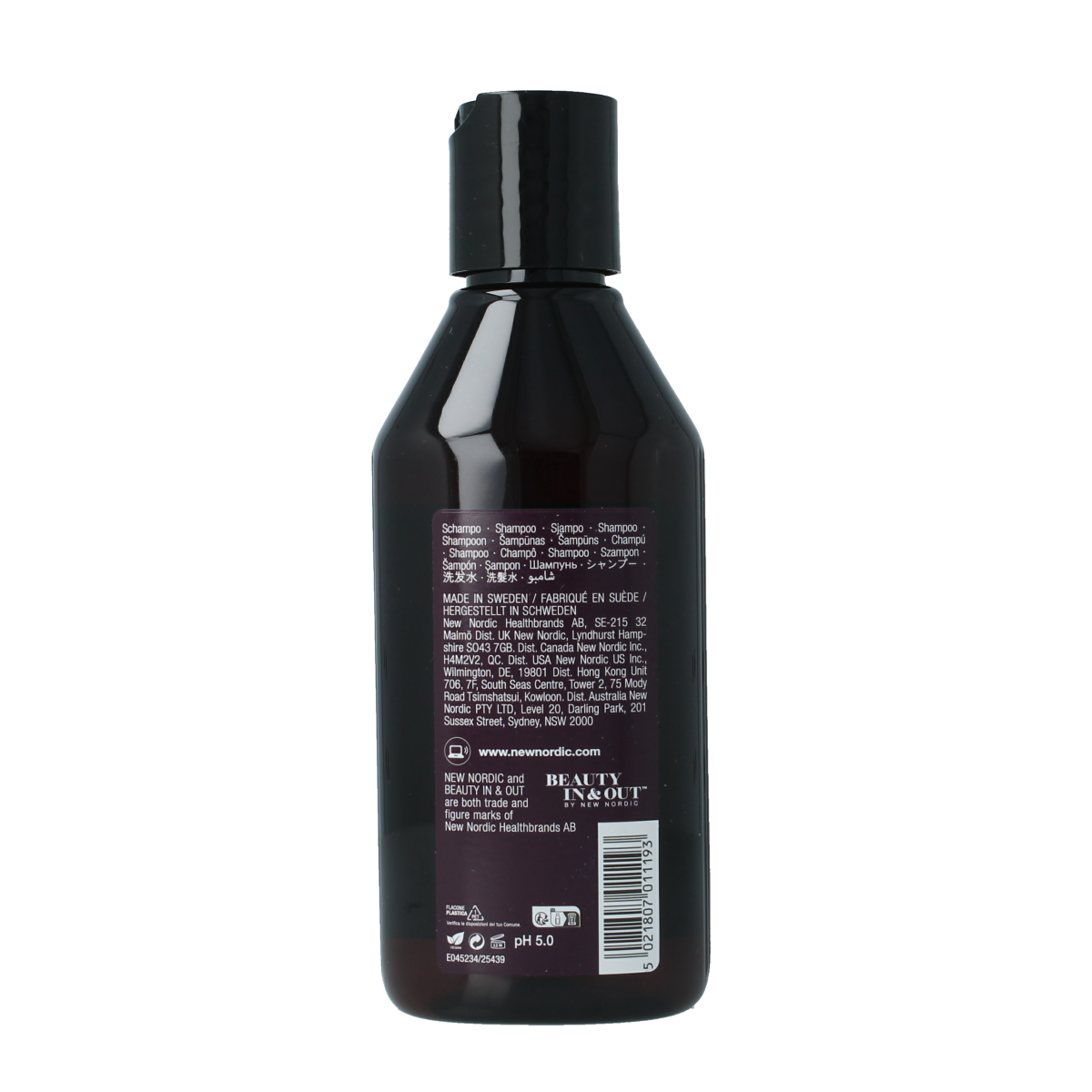 New Nordic Shampoo for hair volume in 250ml bottle, hair care product for fuller, thicker hair.