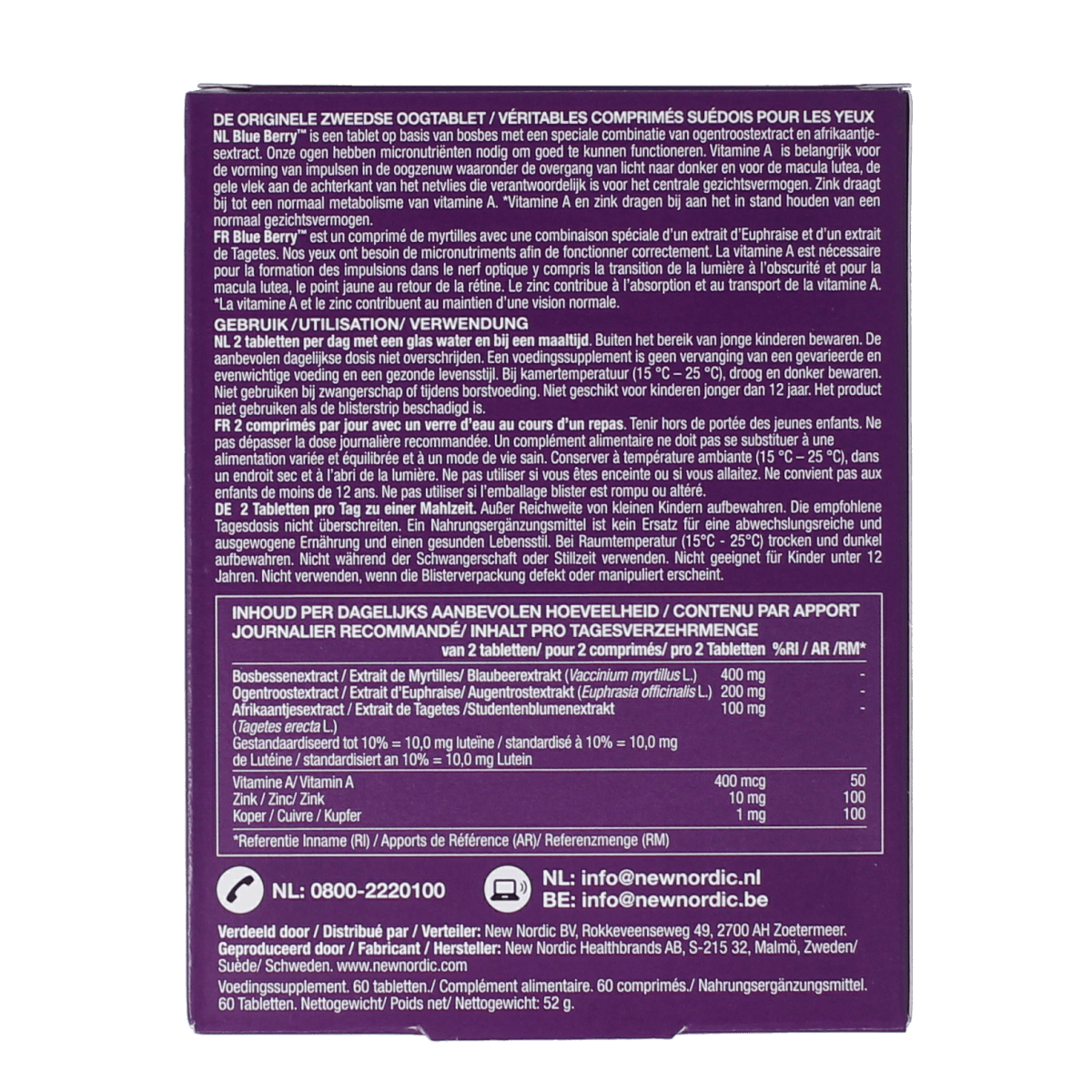 New Nordic Voedingssupplementen en Kruidenpreparaten 60.00 Tabletten New Nordic Blue berry eyebright 60.00 Tabletten
