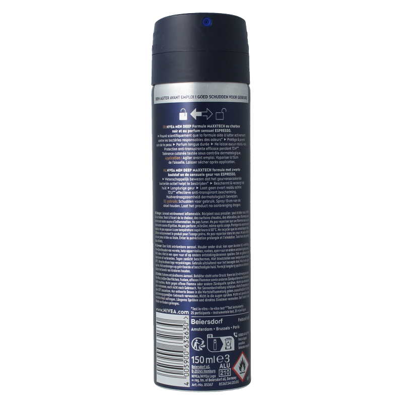 Nivea Deodorant 150 Milliliter Nivea Men deodorant deep espresso spray 150 Milliliter