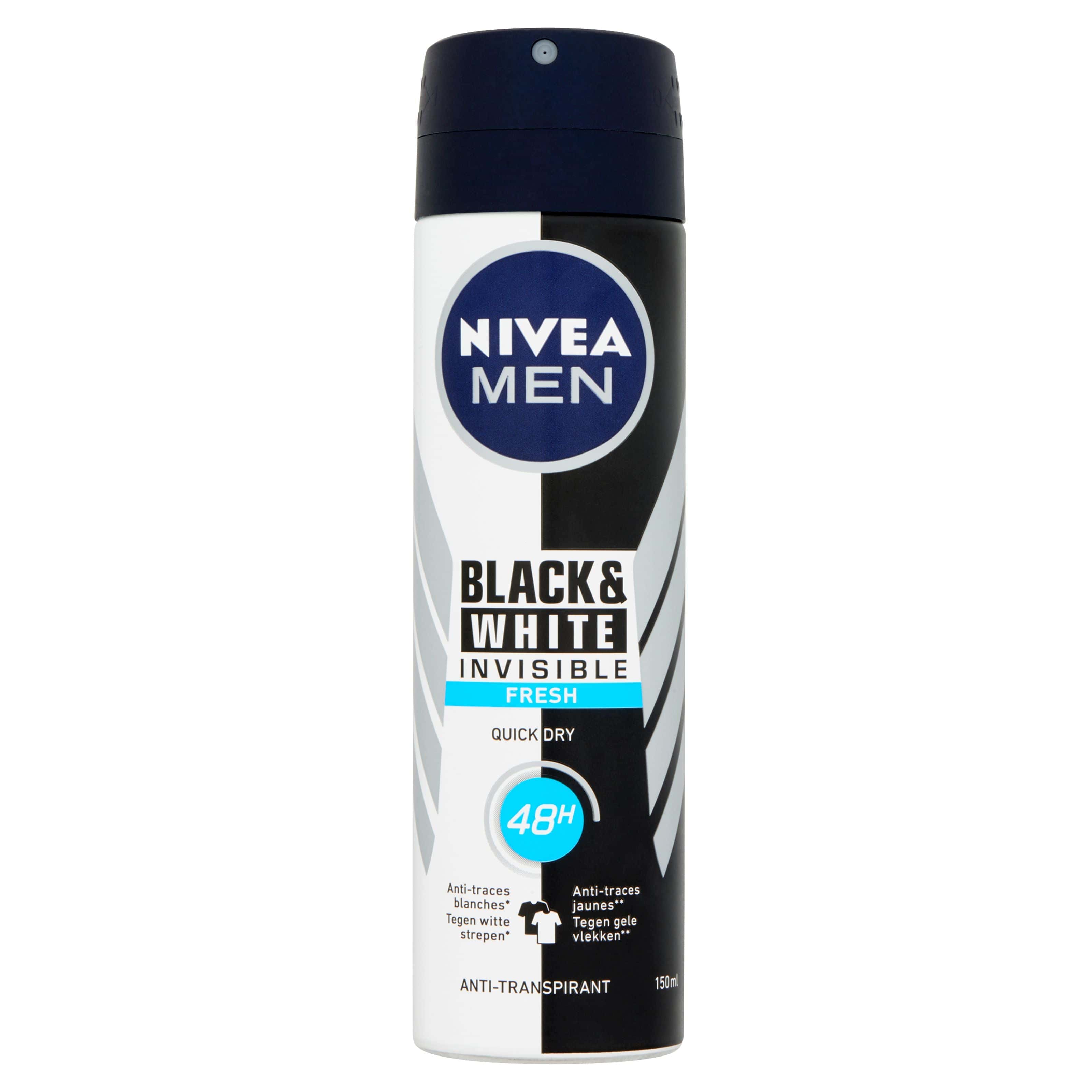 Nivea Deodorant 150 Milliliter Nivea Men deodorant spray invisible black & white fresh 150 Milliliter