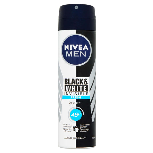 Nivea Deodorant 150 Milliliter Nivea Men deodorant spray invisible black & white fresh 150 Milliliter