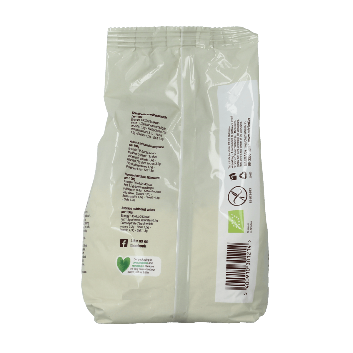 Nutribel glutenvrije biologische pannenkoekenmix in 400g verpakking, bakmixen en melen, geschikt voor glutenvrije recepten