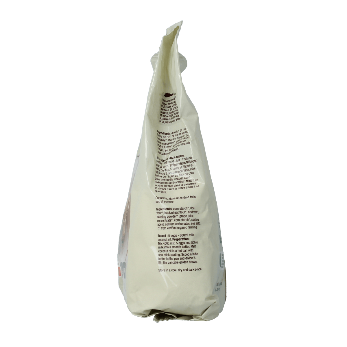 Nutribel gluten-free organic pancake mix 400g in a bag, ideal for baking gluten-free pancakes.