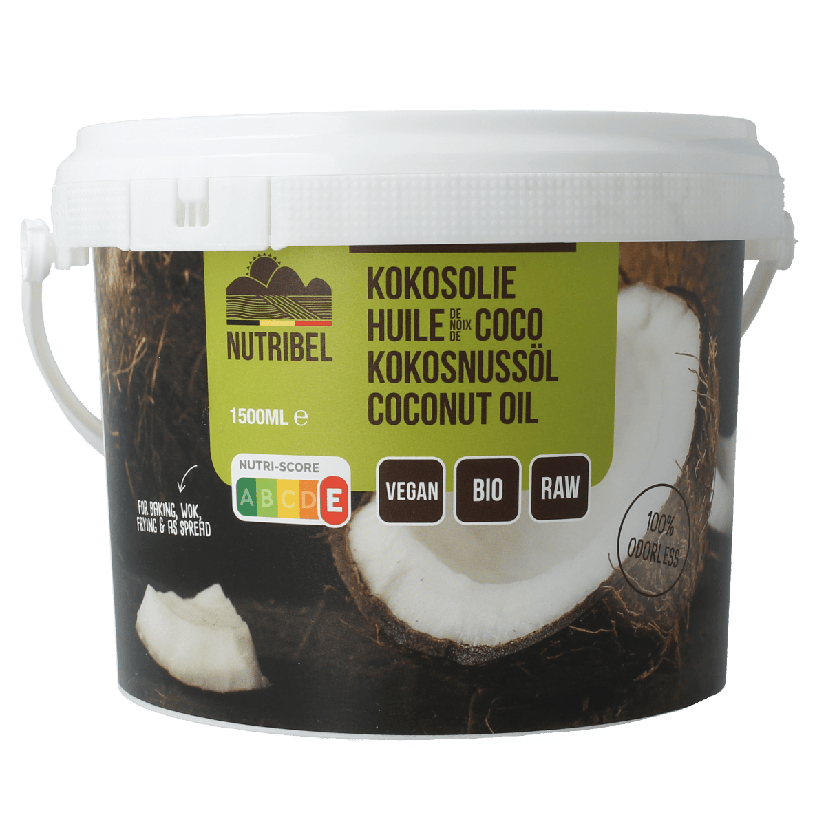 Nutribel Oliën en Vetten 1500.00 Milliliter Nutribel Kokosolie geurloos bio 1500.00 Milliliter