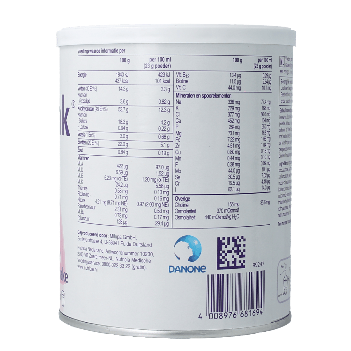Nutridrink Medische Dieëtvoeding 335.00 Gram Nutridrink Aardbei poeder 335.00 Gram