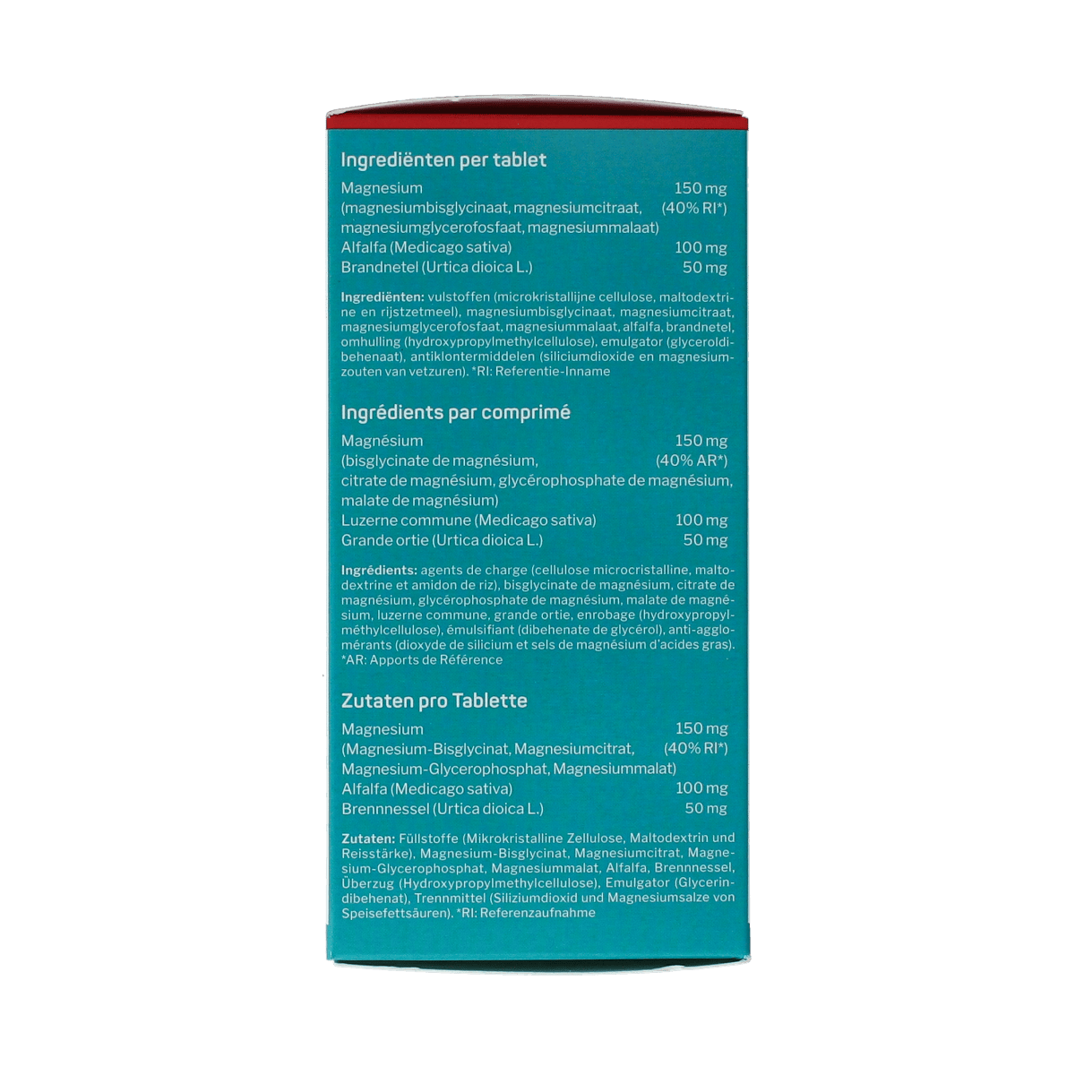 Nutrisan Nutrimagnesium mineral supplement tablets, close-up of 60 tablets in a blister pack, natural mineral health product.