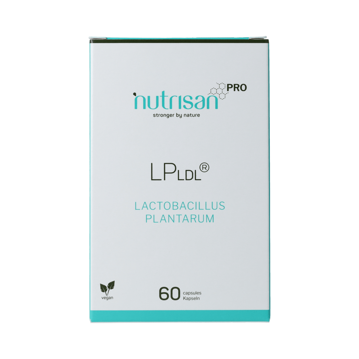 Nutrisanpro LPLDL® micro-organismen capsules, 60-count bottle, showing the supplement bottle with label details.